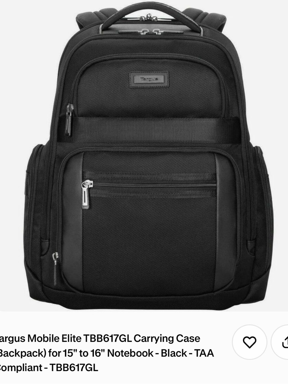 Targus Black Professional Laptop Backpack